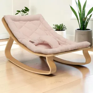 Baby Rocker, Beech Wood Frame with Nude Fabric, 70 x 45 x 38 cm