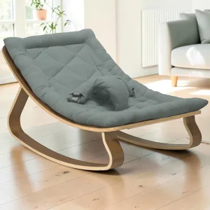 Baby Rocker Walnut and Orange Wood Frame Adjustable Seat 15 x 28 x 18 inch
